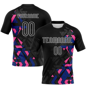 Custom Black Royal-Pink Geometric Shape Sublimation Volleyball Uniform Jersey