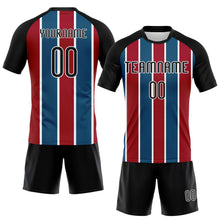 Загрузить изображение в средство просмотра галереи, Custom Black Red-Royal Lines Sublimation Volleyball Uniform Jersey
