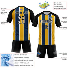 Laden Sie das Bild in den Galerie-Viewer, Custom Black Yellow-Royal Lines Sublimation Volleyball Uniform Jersey
