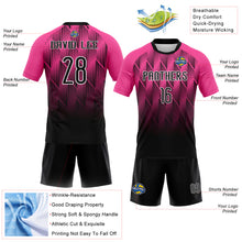 Load image into Gallery viewer, Custom Pink Black-White Lines Sublimation Volleyball Uniform Jersey
