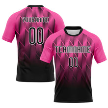 Laden Sie das Bild in den Galerie-Viewer, Custom Pink Black-White Lines Sublimation Volleyball Uniform Jersey
