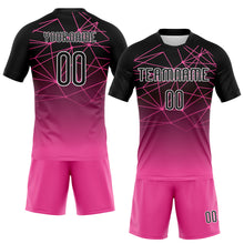 Laden Sie das Bild in den Galerie-Viewer, Custom Pink Black-White Abstract Network Sublimation Volleyball Uniform Jersey
