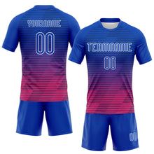 Laden Sie das Bild in den Galerie-Viewer, Custom Thunder Blue Pink-White Lines Sublimation Volleyball Uniform Jersey
