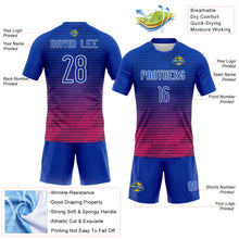 Laden Sie das Bild in den Galerie-Viewer, Custom Thunder Blue Pink-White Lines Sublimation Volleyball Uniform Jersey
