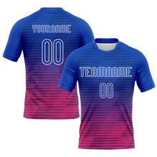 Laden Sie das Bild in den Galerie-Viewer, Custom Thunder Blue Pink-White Lines Sublimation Volleyball Uniform Jersey
