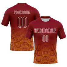 Load image into Gallery viewer, Custom Crimson Yellow-White Geometric Shape Sublimation Volleyball Uniform Jersey
