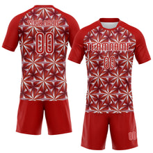 Laden Sie das Bild in den Galerie-Viewer, Custom Red White Geometric Shape Sublimation Volleyball Uniform Jersey
