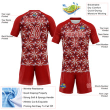 Laden Sie das Bild in den Galerie-Viewer, Custom Red White Geometric Shape Sublimation Volleyball Uniform Jersey
