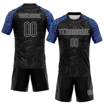 Custom Black Powder Blue Pink-Purple Liquid Fluid Sublimation Volleyball Uniform Jersey