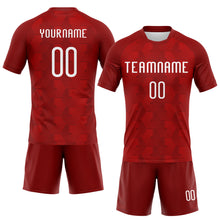 Laden Sie das Bild in den Galerie-Viewer, Custom Red White Geometric Shape Sublimation Volleyball Uniform Jersey
