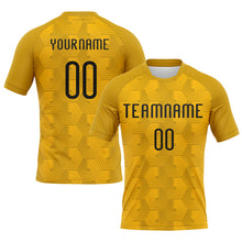 Laden Sie das Bild in den Galerie-Viewer, Custom Gold Black Geometric Shape Sublimation Volleyball Uniform Jersey
