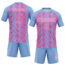 Laden Sie das Bild in den Galerie-Viewer, Custom Light Blue Pink-White Geometric Shape Sublimation Volleyball Uniform Jersey
