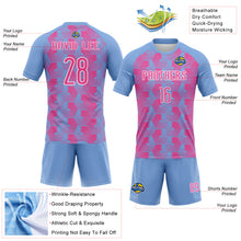 Load image into Gallery viewer, Custom Light Blue Pink-White Geometric Shape Sublimation Volleyball Uniform Jersey
