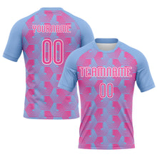 Laden Sie das Bild in den Galerie-Viewer, Custom Light Blue Pink-White Geometric Shape Sublimation Volleyball Uniform Jersey
