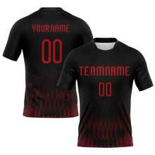 Load image into Gallery viewer, Custom Black Red Zigzag Sublimation Volleyball Uniform Jersey
