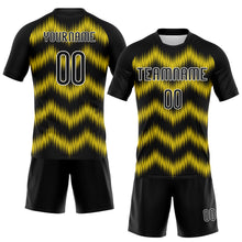 Загрузить изображение в средство просмотра галереи, Custom Black Gold-White Zigzag Sublimation Volleyball Uniform Jersey
