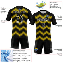 Laden Sie das Bild in den Galerie-Viewer, Custom Black Gold-White Zigzag Sublimation Volleyball Uniform Jersey
