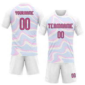 Custom White Pink-Black Liquid Fluid Sublimation Volleyball Uniform Jersey