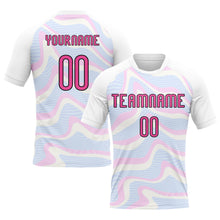 Загрузить изображение в средство просмотра галереи, Custom White Pink-Black Liquid Fluid Sublimation Volleyball Uniform Jersey
