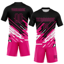 Загрузить изображение в средство просмотра галереи, Custom Black Pink-White Lines Sublimation Volleyball Uniform Jersey
