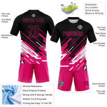 Загрузить изображение в средство просмотра галереи, Custom Black Pink-White Lines Sublimation Volleyball Uniform Jersey
