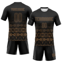 Загрузить изображение в средство просмотра галереи, Custom Black Old Gold Geometric Shape Sublimation Volleyball Uniform Jersey
