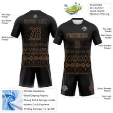 Laden Sie das Bild in den Galerie-Viewer, Custom Black Old Gold Geometric Shape Sublimation Volleyball Uniform Jersey
