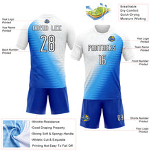 Загрузить изображение в средство просмотра галереи, Custom Thunder Blue White-Black Geometric Shape And Lines Sublimation Volleyball Uniform Jersey
