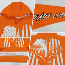 Charger l&#39;image dans la galerie, Custom Stitched Bay Orange White-Black 3D American Flag And Deer Hunting Sports Pullover Sweatshirt Hoodie
