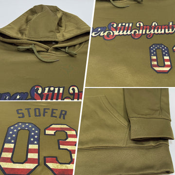 Custom Stitched Olive Vintage USA Flag-Black Sports Pullover Sweatshirt Salute To Service Hoodie