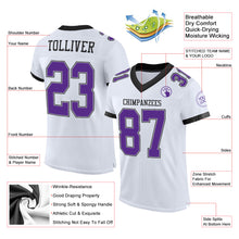 Load image into Gallery viewer, Custom White Purple Gray-Black Mesh Authentic Football Jersey
