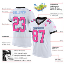 Charger l&#39;image dans la galerie, Custom White Pink Black-Light Blue Mesh Authentic Football Jersey
