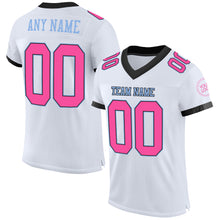 Загрузить изображение в средство просмотра галереи, Custom White Pink Black-Light Blue Mesh Authentic Football Jersey
