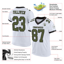 Laden Sie das Bild in den Galerie-Viewer, Custom White Olive-Black Mesh Authentic Football Jersey
