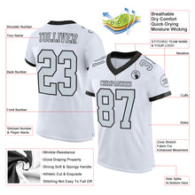 Laden Sie das Bild in den Galerie-Viewer, Custom White Silver-Black Mesh Authentic Football Jersey
