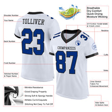 Load image into Gallery viewer, Custom White Royal-Black Mesh Authentic Football Jersey
