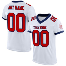 Laden Sie das Bild in den Galerie-Viewer, Custom White Red-Navy Mesh Authentic Football Jersey
