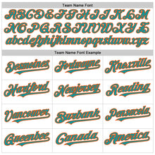 Load image into Gallery viewer, Custom White Teal Pinstripe Orange Authentic Sleeveless Baseball Jersey
