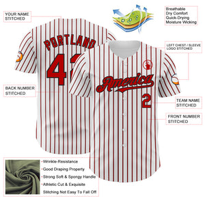 Custom White (Black Red Pinstripe) Red-Black Authentic Baseball Jersey