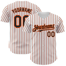 Загрузить изображение в средство просмотра галереи, Custom White (Black Orange Pinstripe) Orange-Black Authentic Baseball Jersey
