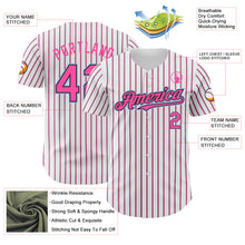 Laden Sie das Bild in den Galerie-Viewer, Custom White (Black Pink Pinstripe) Pink Black-Light Blue Authentic Baseball Jersey
