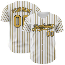 Laden Sie das Bild in den Galerie-Viewer, Custom White (Black Old Gold Pinstripe) Old Gold-Black Authentic Baseball Jersey
