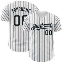 Laden Sie das Bild in den Galerie-Viewer, Custom White (Black Gray Pinstripe) Black-Gray Authentic Baseball Jersey
