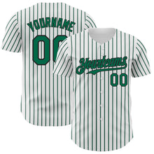 Laden Sie das Bild in den Galerie-Viewer, Custom White (Black Kelly Green Pinstripe) Kelly Green-Black Authentic Baseball Jersey
