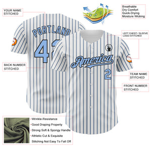 Custom White (Black Light Blue Pinstripe) Light Blue-Black Authentic Baseball Jersey