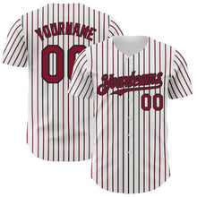 Load image into Gallery viewer, Custom White (Black Crimson Pinstripe) Crimson-Black Authentic Baseball Jersey
