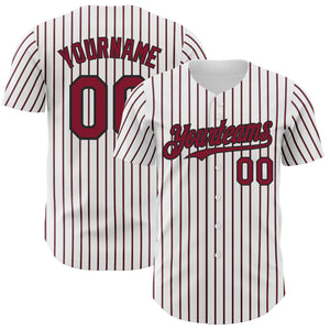 Custom White (Black Crimson Pinstripe) Crimson-Black Authentic Baseball Jersey