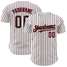 Laden Sie das Bild in den Galerie-Viewer, Custom White (Black Crimson Pinstripe) Black Crimson-Cream Authentic Baseball Jersey
