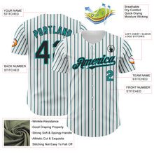 Laden Sie das Bild in den Galerie-Viewer, Custom White (Black Teal Pinstripe) Black-Teal Authentic Baseball Jersey
