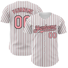 Load image into Gallery viewer, Custom White (Black Medium Pink Pinstripe) Silver-Black Authentic Baseball Jersey
